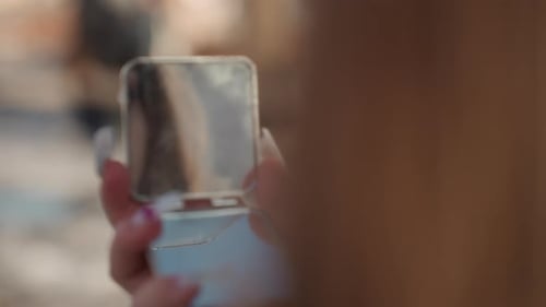 Closeup of Woman Examining Her Reflection with Beauty Details Intimate Moment Capturing Young Woman