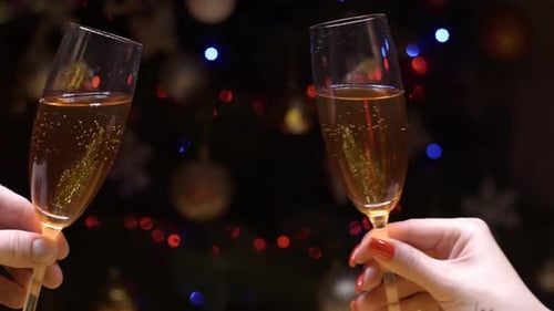 Cheers with Champagne on Christmas Holiday