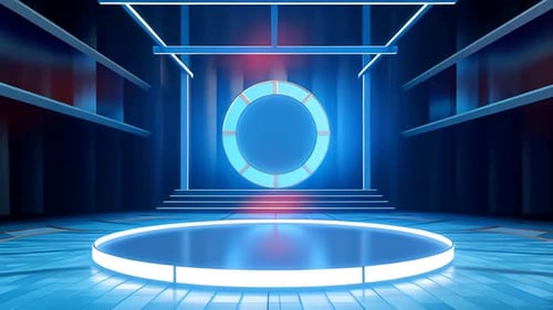 Futuristic Virtual Stage with Glowing Neon Lights Animation