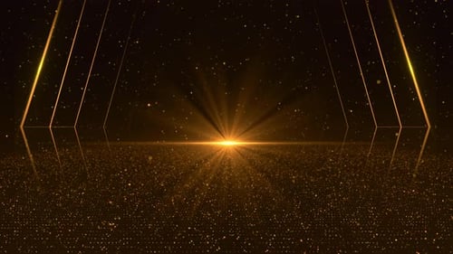 Luxury Golden Particles and Geometric Lines Awards Background