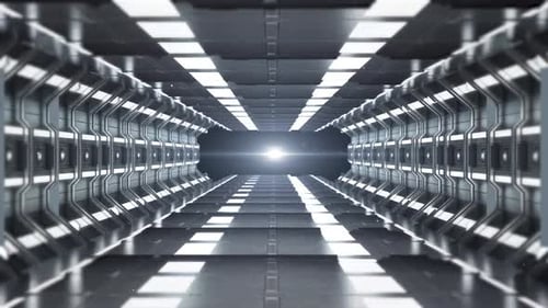 Futuristic Sci-Fi Space Station Corridor Flythrough Loop