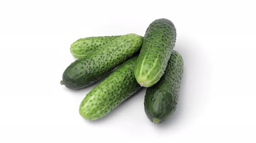 Stack Fresh Ripe Raw Green Cucumber Whole Edible Plant Diet Healthy Eating Harvest Rotation Isolated