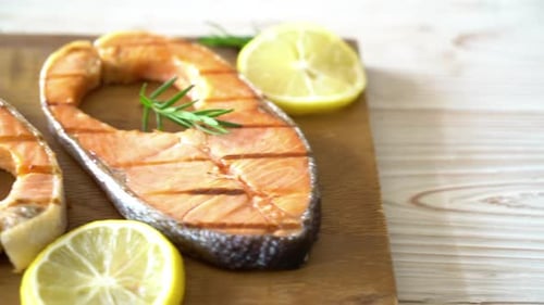 Grilled Salmon Steaks with Rosemary and Lemon
