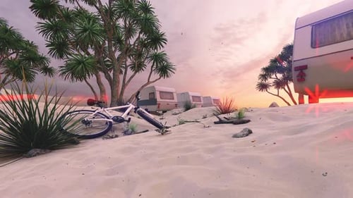 Camping On The Yellow Sandy Beach