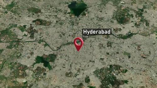 Hyderabad City Map Zoom (India) from Space to Earth