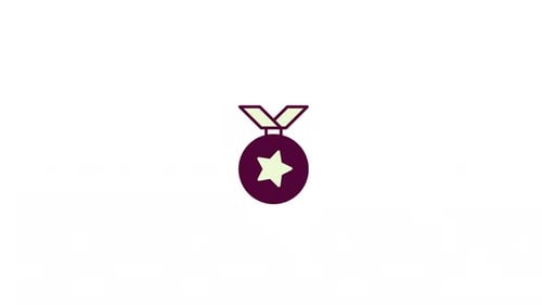 Animated Flat Design Medal Icon with Pulsing Star