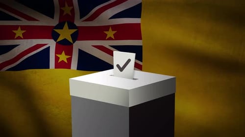 Modern 3D Voting Ballot Box Animation with Waving Flag