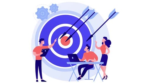 Corporate Team Working Towards Business Goals Flat Design Animation