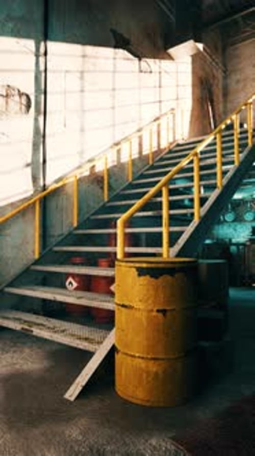 Stairs Ascending to Roof of Vintage Building