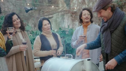 Friends Toasting at Backyard Barbecue Party