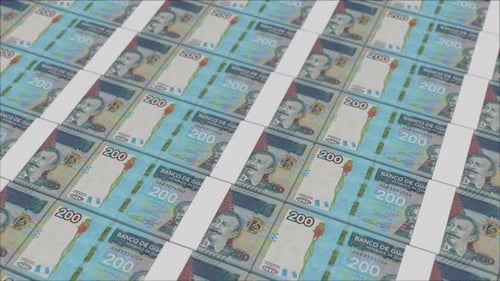 200 GUATEMALAN QUETZAL banknotes printed by a money press