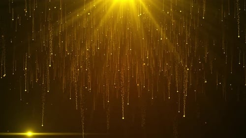 Luxury golden particle rain falling. golden awards particle stage Elegant particle light, for evenin