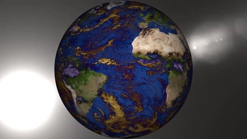 Rotating 3D Earth Globe Animation with Lens Flare