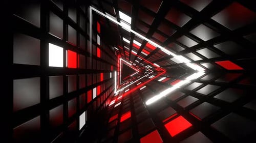 Red And White Neon Triangle Tunnel Background Vj Loop In 4K
