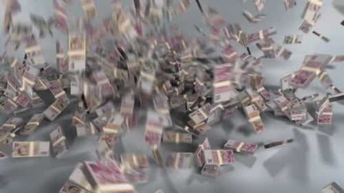 Czech Republic Money - Koruna Stacked Money Falling - Czech Currency