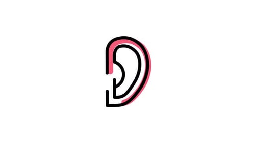 Animated Line Art Ear Icon in Flat Style