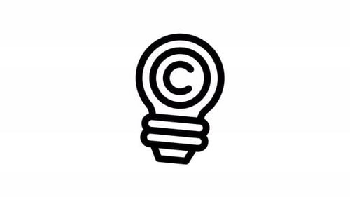 Animated Lightbulb Idea Transforming to Copyright Symbol Icon
