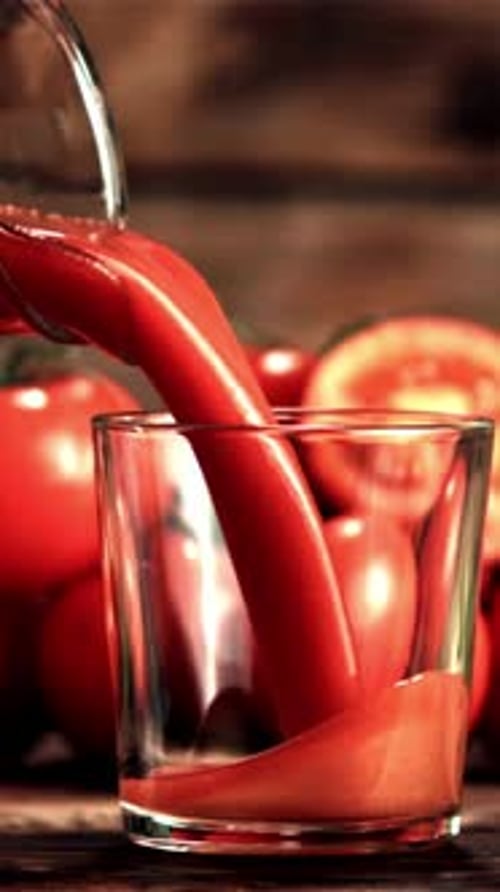 Tomato Juice wurde in Zeitlupe mit 1000 Bildern pro Sekunde gedreht