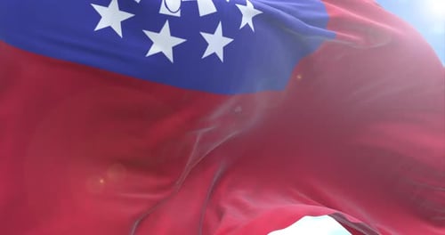 Myanmar Burma Flag Waving And Rotating Camera 4K