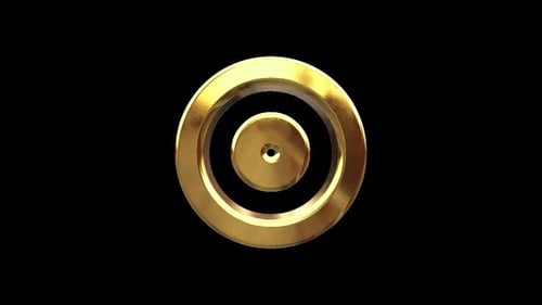 Golden 3D Concentric Circles Rotating Abstract Element