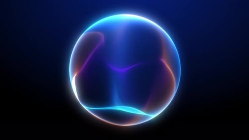 Futuristic Glowing Sphere with Abstract Energy Waves Animation
