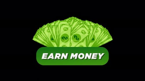 Earn Money Animated Title with Flat Design Dollar Bills