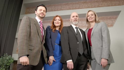Positive Professional Diverse Business Team Showing Thumbs Up at Office