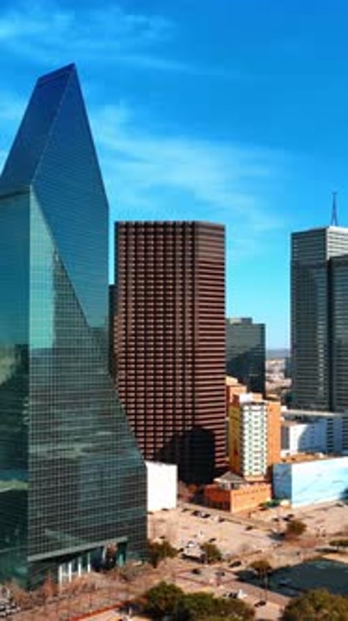 Unusually-shaped skyscrapers in the downtown of Dallas, Texas, USA.