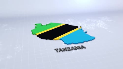 Animated 3D Map of Tanzania with Flag Fill
