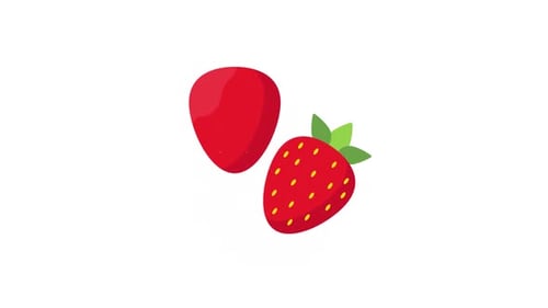 Flat Design Animation of Two Growing Strawberries