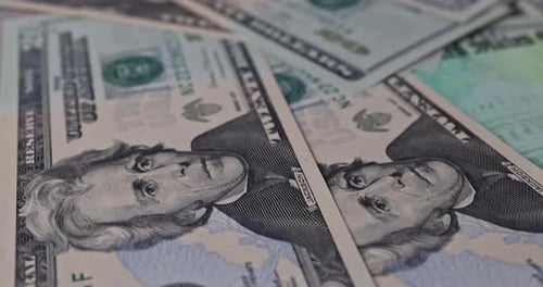 American Dollars Background with Selective Focus