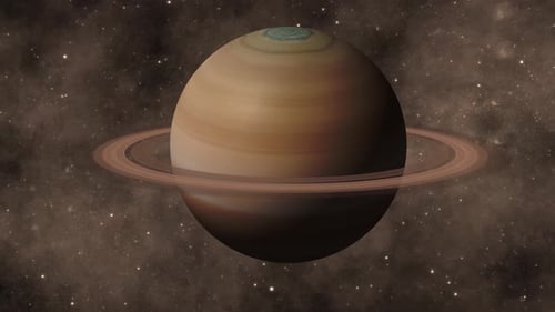 Galáxia do planeta em anel de Saturno 3D girada e realista
