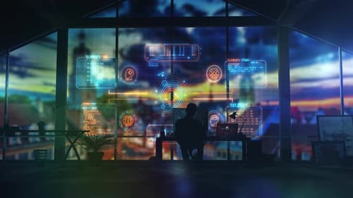 Programmer Developing a Braincomputer Interface on a Virtual Display