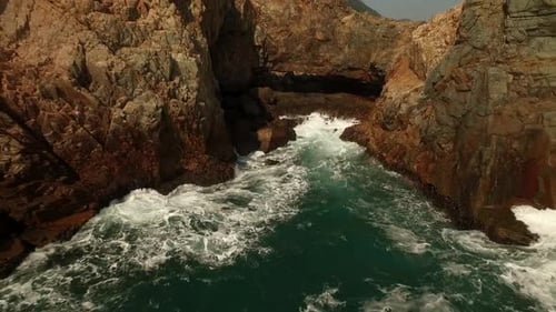 Ocean Waves Crashing Rock Tropical