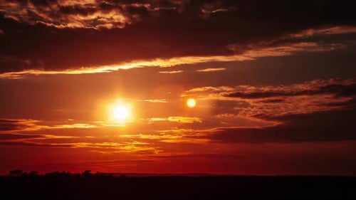 Amazing Sunset in Epic Sky with Dark Dramatic Clouds Timelapse
