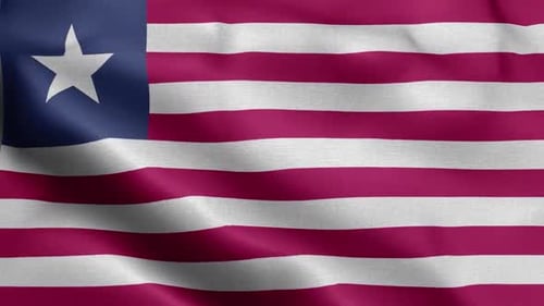 Liberia National Flag Realistic Waving Loop Animation