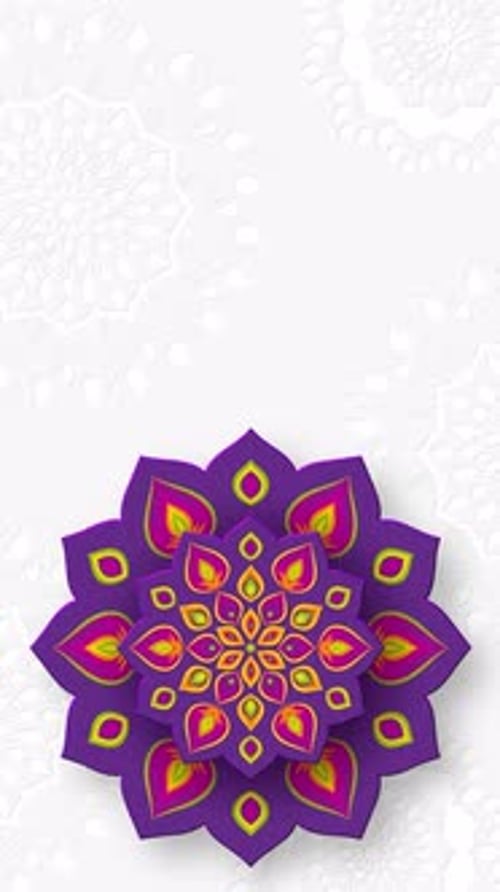 Rotating Indian Rangoli or Mandala for Diwali festival of lights.