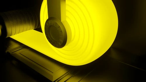 Light animation with dark equipment where the tape is swinging