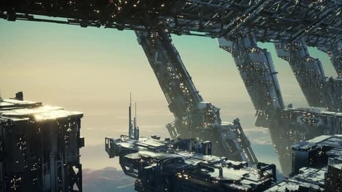 Sky High City mit fortschrittlicher Architektur und Technologie