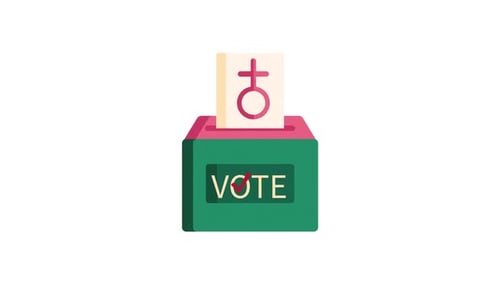 Animated Flat Design Ballot Box Voting with Gender Symbols