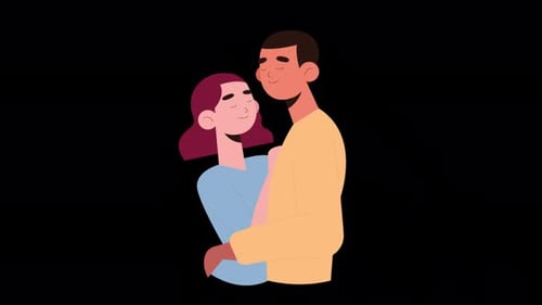Feliz pareja abrazándose con amor 4K Alpha Channel