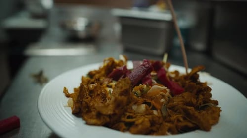 Plating a Delicious Meal in Restaurant Kitchen