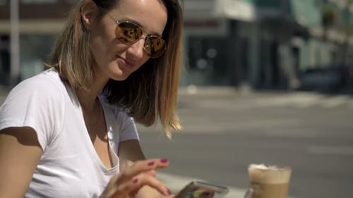 Young Woman Cafe Texting Scene