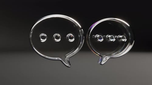 Glass Speech Bubbles on Black Bg Able to Loop Endless