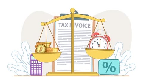 Animated Financial Balance of Time and Money with Tax Invoice