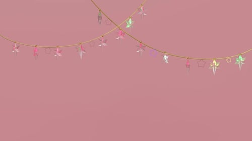 Colorful Star-Shaped String Lights on Pink Background