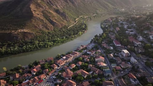 Panoramic Views Of Mtskheta From The River Side