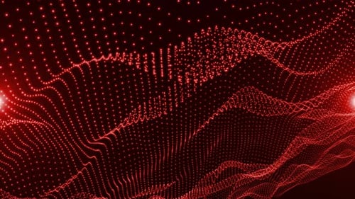 Abstract Red Particle Wave Digital Background Loop