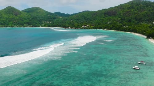 Expansive Bay with Turquoise Waters and Boats Seychelles Mahe