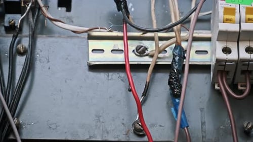 Electrical Wiring Detailed View of Connection Panel Inside a Junction Box